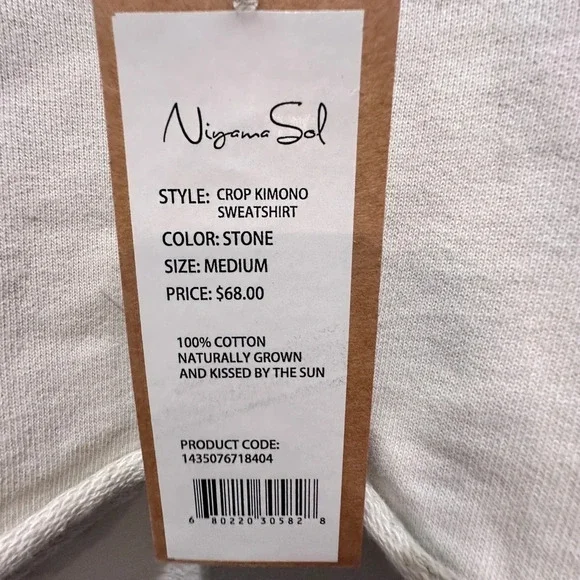 Niyama Sol crop kimono sweatshirt in stone Size Medium Yoga Athleisure - Picture 2 of 10
